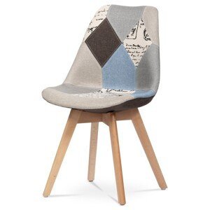 Autronic Jídelní židle - vícebarevná látka - 48 x 82 x 57 cm, textil + dřevo + plast