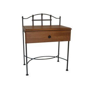 IRON-ART Noční stolek ALCATRAZ - se zásuvkou, kov + dřevo