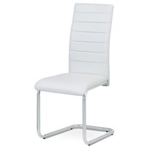Autronic Moderní jídelní židle s pohupem - bílá ekokůže - 43 x 98 x 55 cm, ekokůže + kov