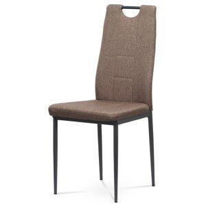 Autronic Jídelní židle se čtyřnohou podnoží a madlem - hnědá látka - 42 x 97 x 53 cm, textil + kov