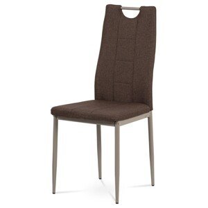Autronic Jídelní židle se čtyřnohou podnoží a madlem - hnědá látka - 42 x 97 x 54 cm, textil + kov