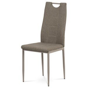 Autronic Jídelní židle se čtyřnohou podnoží a madlem - béžová látka - 42 x 97 x 54 cm, textil + kov