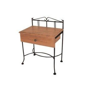 IRON-ART Noční stolek SARDEGNA - se zásuvkou, kov + dřevo