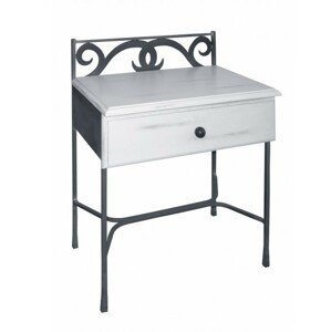 IRON-ART Noční stolek GRANADA - se zásuvkou, kov + dřevo