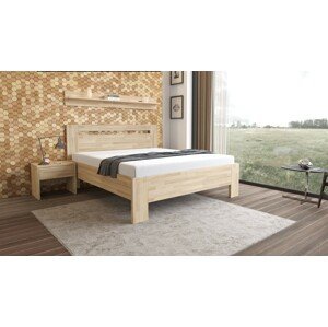TEXPOL LÍVIA H - masivní dubová postel s horizontálně děleným čelem 200 x 200 cm, dub masiv