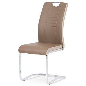 Autronic Moderní jídelní židle s pohupem - hnědá ekokůže s krémovými boky - 42 x 98 x 59 cm, ekokůže + kov