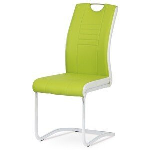 Autronic Moderní jídelní židle s pohupem - zelená ekokůže s bílými boky - 42 x 98 x 59 cm, ekokůže + kov