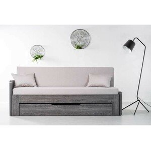 Ahorn DUOVITA 80 x 200 lamela - rozkládací postel a sedačka 80 x 200 cm levá - dub světlý / hnědý / akát, lamino