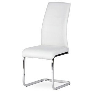 Autronic Moderní jídelní židle s pohupem - bílá ekokůže - 42 x 100 x 55 cm, ekokůže + kov