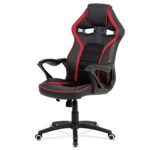 Autronic Herní i kancelářská židle - černo-červená - 66 x 115-122 x 73 cm, textil + ekokůže + plast
