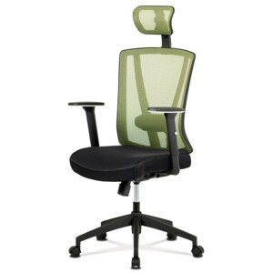 Autronic Kancelářská židle - černo-zelená - 64 x 128-136 x 63 cm, plast + textil