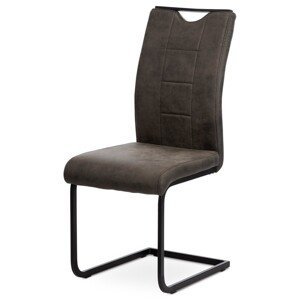 Autronic Moderní jídelní židle s pohupem - šedá látka v dekoru kůže - 44 x 99 x 58 cm, textil + kov