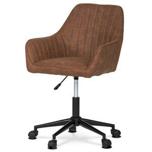 Autronic Pracovní židle - hnědá vintage látka - 58 x 82-93 x 59 cm, textil + kov