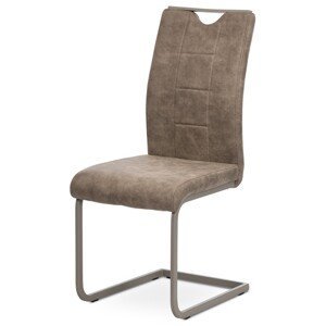 Autronic Moderní jídelní židle s pohupem - lanýžová látka v dekoru kůže - 44 x 99 x 58 cm, textil + kov