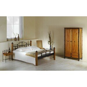 IRON-ART ALCATRAZ - robustní kovová postel 140 x 200 cm, kov + dřevo