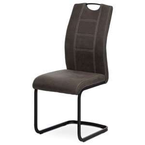 Autronic Moderní jídelní židle s pohupem - šedá látka v dekoru kůže - 43 x 101 x 57 cm, textil + kov