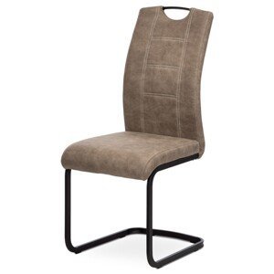 Autronic Moderní jídelní židle s pohupem - lanýžová látka v dekoru kůže - 43 x 101 x 57 cm, textil + kov