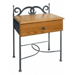 IRON-ART Noční stolek CARTAGENA - se zásuvkou, kov + dřevo