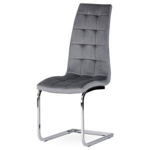 Autronic Moderní jídelní židle s pohupem - šedá látka - 43 x 108 x 61 cm, textil + kov