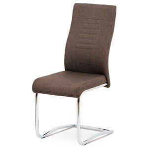 Autronic Moderní jídelní židle s pohupem - hnědá látka - 44 x 99 x 58 cm, textil + kov