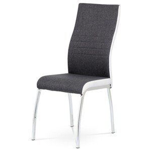 Autronic Moderní jídelní židle se čtyřnohou podnoží - šedá látka, bílá ekokůže - 41 x 97 x 63 cm, textil + ekokůže + kov