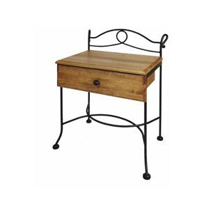 IRON-ART Noční stolek MODENA - se zásuvkou, kov + dřevo