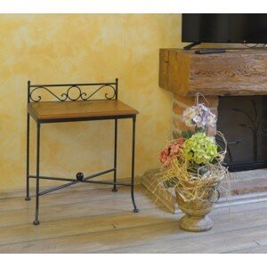 IRON-ART Noční stolek ROMANTIC - bez zásuvky, kov + dřevo