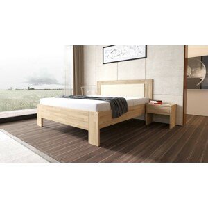 TEXPOL LÍVIA - masivní dubová postel s čalouněným čelem 200 x 200 cm, dub masiv + čalouněné čelo