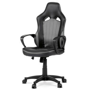 Autronic Elegantní herní židle i kancelářske kreslo v kombinaci černé ekokůže a šedé strukturované látky, textil + ekokůže + plast