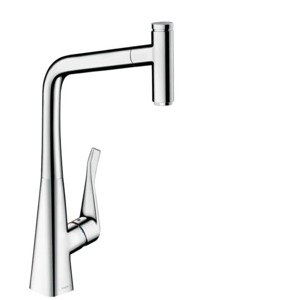 Dřezová baterie Hansgrohe Metris s vytahovací sprškou chrom 73803000