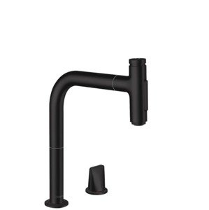 Dřezová baterie Hansgrohe Metris Select M71 s vytahovací sprškou, 2 proudy matná černá 73818670