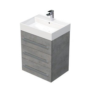 Koupelnová skříňka s umyvadlem Naturel Cube Way 60x76,5x46 cm beton mat CUBE46603BESAT