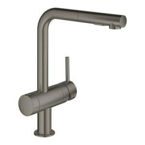 Dřezová baterie Grohe Minta s vytahovací sprškou, 2 proudy kartáčovaný Hard Graphite 31558AL0