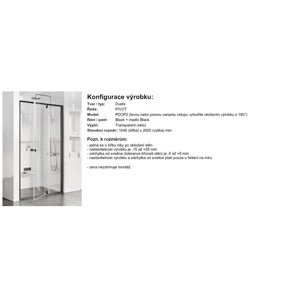 Atypické sprchové dveře Ravak Pivot 104,5x200 Černý profil čiré sklo (GB2109090239)