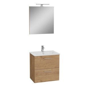 Koupelnová sestava s umyvadlem zrcadlem a osvětlením VitrA Mia 59x61x39,5 cm zlatý dub MIASET60D