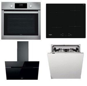 Akční set spotřebičů Whirlpool trouba OMK58CU1SX + indukční deska WSQ7360NE + komínový odsavač par WHVP62FLTSK + vestavná myčka nádobí WIC3C26F SETWH2