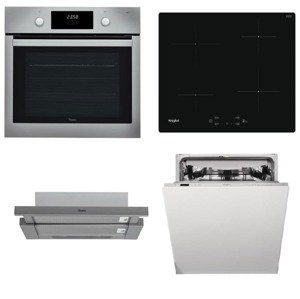 Akční set spotřebičů Whirlpool trouba OMK58CU1SX + indukční deska WSQ7360NE + výsuvný odsavač par AKR7491IX + vestavná myčka nádobí WIC3C26F SETWH29