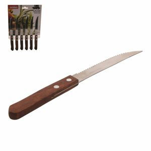Nůž steakový - nerez/dřevo - 6 ks - ORION domácí potřeby