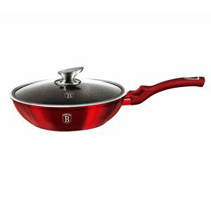 Pánev WOK s poklicí s mramorovým povrchem 28 cm Burgundy Metallic Line - BERLINGERHAUS