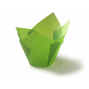 Papírové košíčky na muffiny tulipán zelený papírový 12 ks -