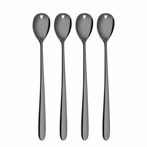 Sola - Latté lžičky se srdíčkem šedé 4 ks set – Love Cutlery (116627)