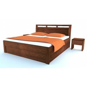 Dřevěná postel z masivu Postelia BREMA Buk postel s úložným prostorem 140x200cm - bukové dvoulůžko o šíři masivu 4 cm