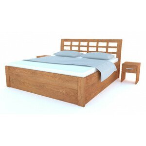 Dřevěná postel z masivu Postelia GEONA Buk postel s úložným prostorem 200x200cm - bukové dvoulůžko o šíři masivu 4 cm