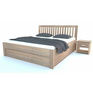 Dřevěná postel z masivu Postelia BELNA Buk s úložným prostorem 140x200cm - bukové dvoulůžko o šíři masivu 4 cm