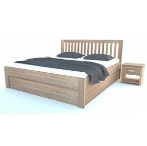 Dřevěná postel z masivu Postelia BELNA Buk s úložným prostorem 200x200cm - bukové dvoulůžko o šíři masivu 4 cm
