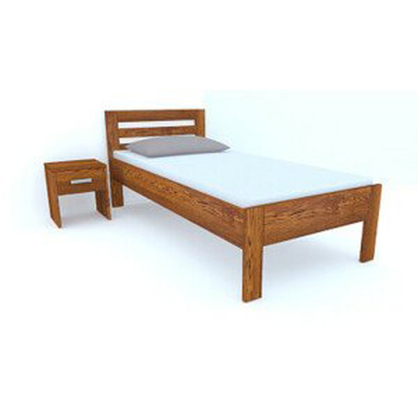 Postel Postelia Pavel Dub 100x200 - Dřevěná postel z dubového masivu je jednolůžko s rozměry: 90 x 200 cm nebo 80 x 200 cm
