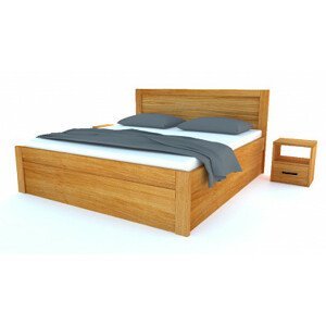 Dřevěná postel z masivu Postelia ESTER Dub s úložným prostorem 140x200cm - dubové dvoulůžko o šíři masivu 3,7 cm