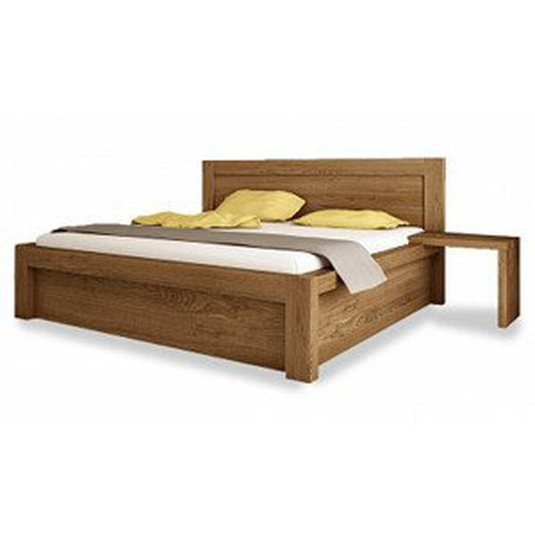 Postel Postelia CAPRI s úložným prostorem 180 x 200 buk - Dřevěná postel z masivu, bukové manželské dvoulůžko o šíři masivu 12 x 8 cm