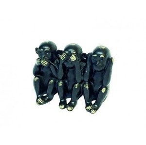 Dekorační soška Tři opice, černá/zlatá
