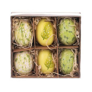 Velikonoční dekorace Kraslice z pravých vajíček, 6 ks, zelená